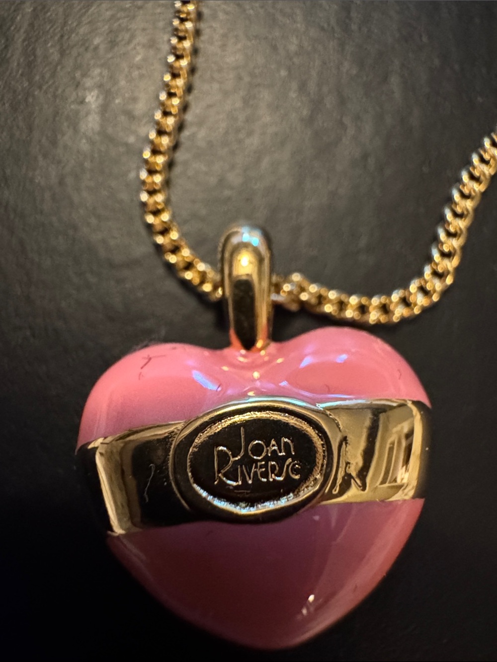 Joan Rivers Gold-Tone Chain with Pink Enamel Heart Pendant